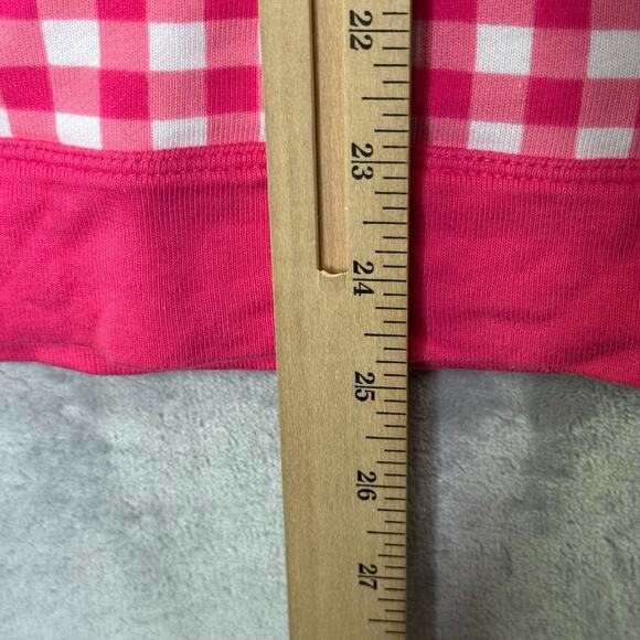 Talbots Petite Sweater Womens Petite Medium Pink Gingham Fleece Pullover Crew - Picture 8 of 8